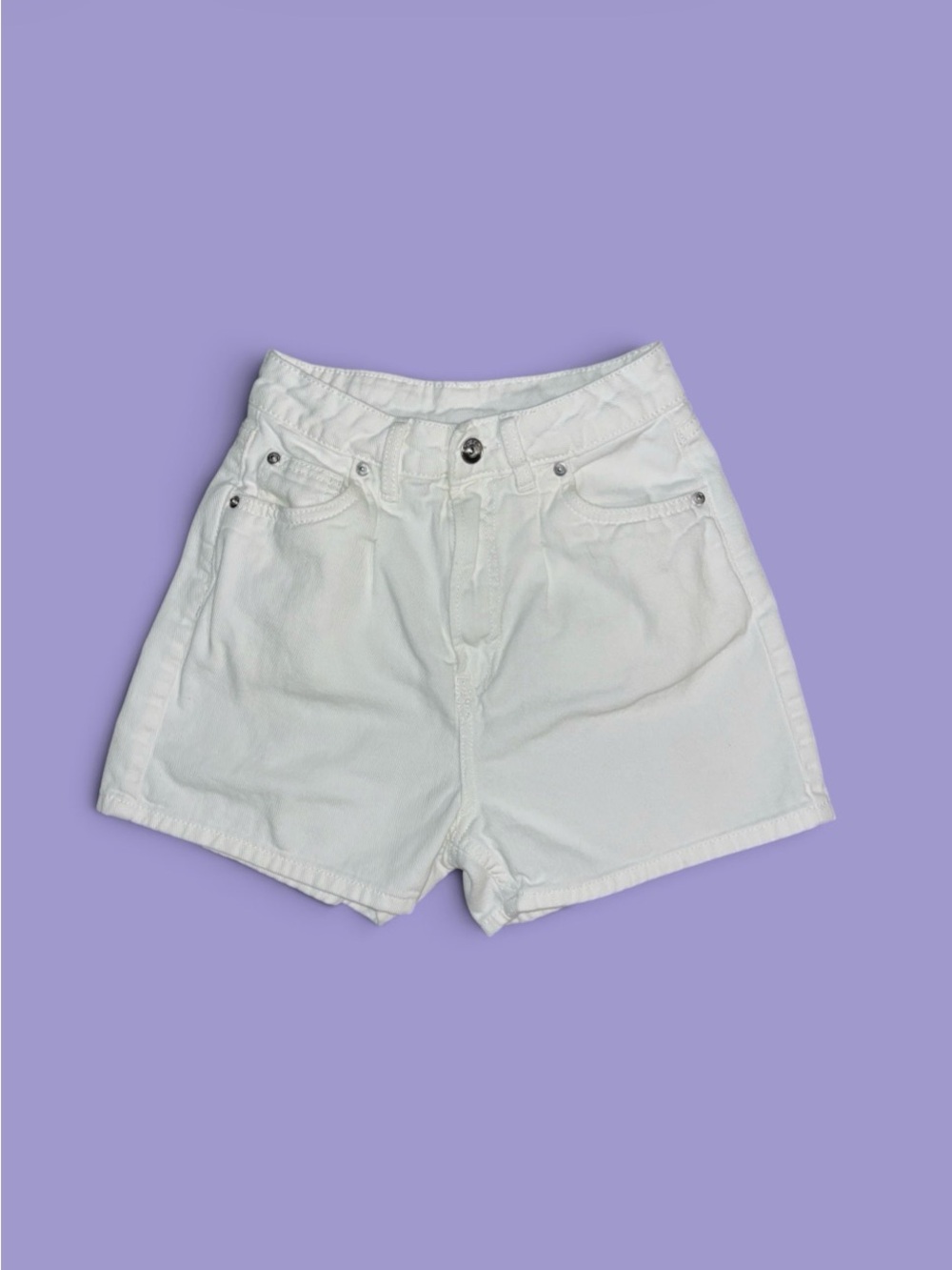 H&M White High-Rise Denim Shorts